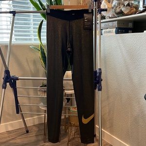 Glitter gold and black Nike Dri Fit tights. New